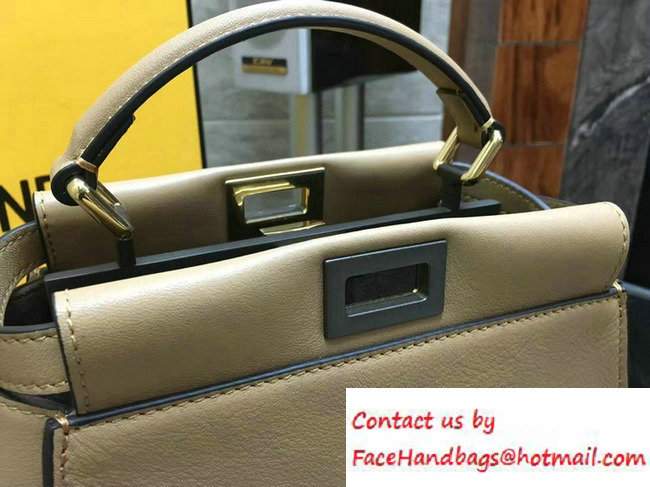 Fendi Calfskin Edge Detail Peekaboo Mini Bag Khaki/Black 2016 - Click Image to Close