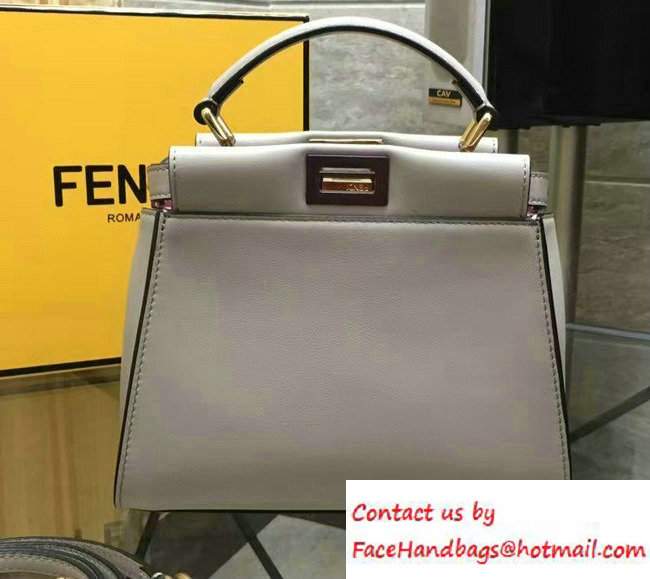 Fendi Calfskin Edge Detail Peekaboo Mini Bag Off White/Pink 2016