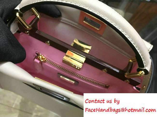Fendi Calfskin Edge Detail Peekaboo Mini Bag Off White/Pink 2016 - Click Image to Close