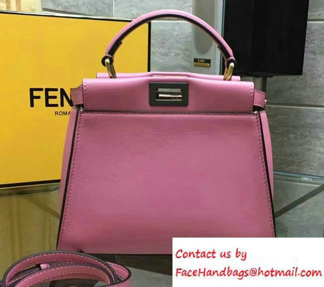 Fendi Calfskin Edge Detail Peekaboo Mini Bag Pink/Black 2016