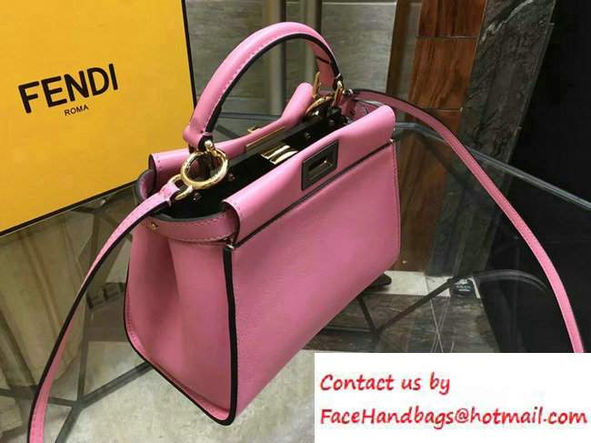 Fendi Calfskin Edge Detail Peekaboo Mini Bag Pink/Black 2016 - Click Image to Close