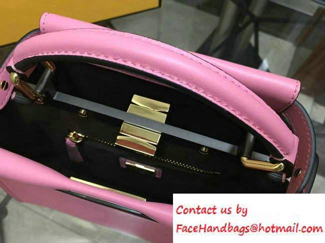 Fendi Calfskin Edge Detail Peekaboo Mini Bag Pink/Black 2016 - Click Image to Close