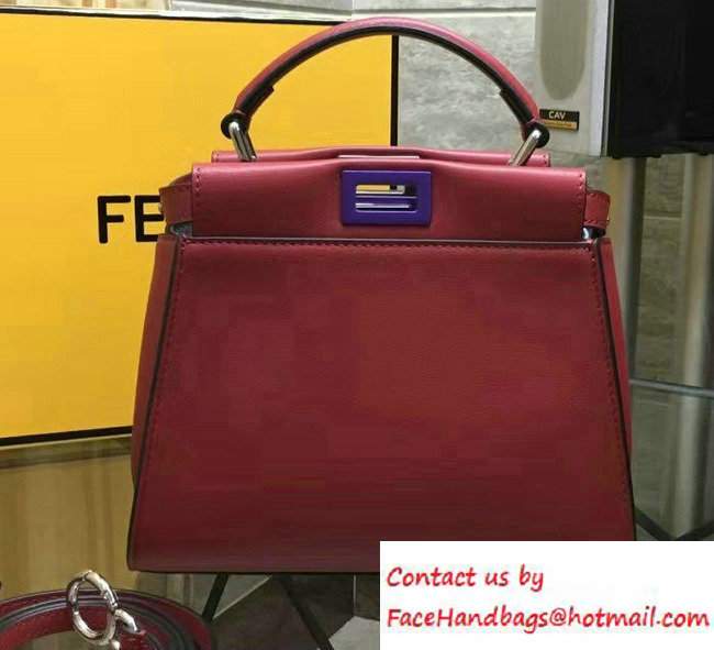 Fendi Calfskin Edge Detail Peekaboo Mini Bag Red/Gray 2016