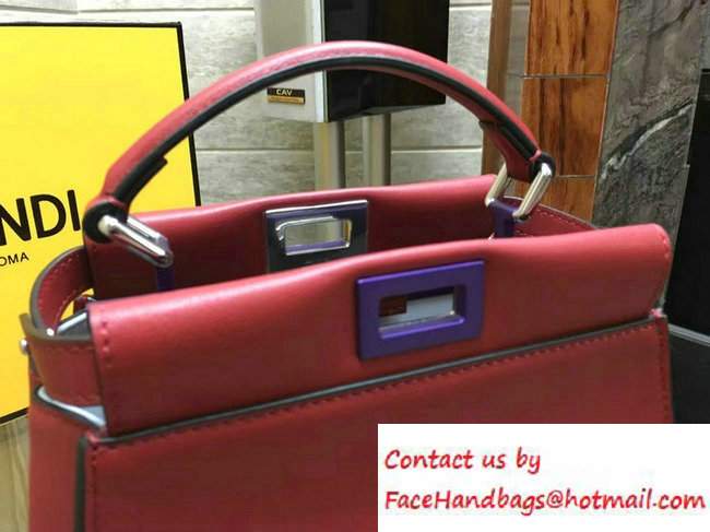 Fendi Calfskin Edge Detail Peekaboo Mini Bag Red/Gray 2016 - Click Image to Close