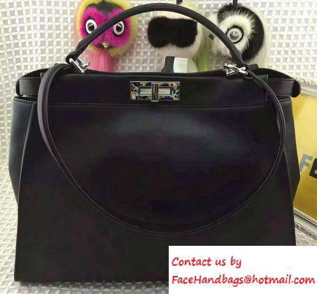 Fendi Camouflage Hardware Large Peekaboo Bag Black 2016