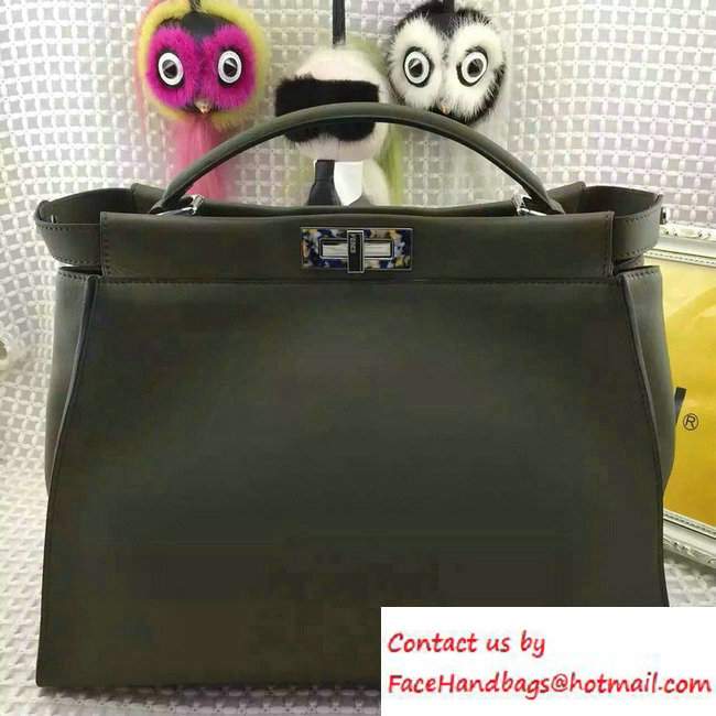 Fendi Camouflage Hardware Large Peekaboo Bag Dark Green 2016