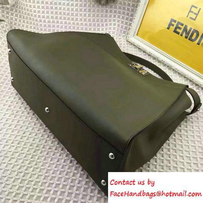 Fendi Camouflage Hardware Large Peekaboo Bag Dark Green 2016