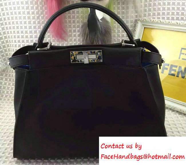 Fendi Camouflage Hardware Medium Peekaboo Bag Black 2016