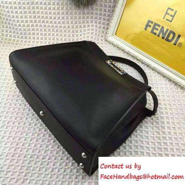 Fendi Camouflage Hardware Medium Peekaboo Bag Black 2016