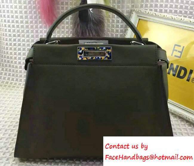 Fendi Camouflage Hardware Medium Peekaboo Bag Dark Green 2016