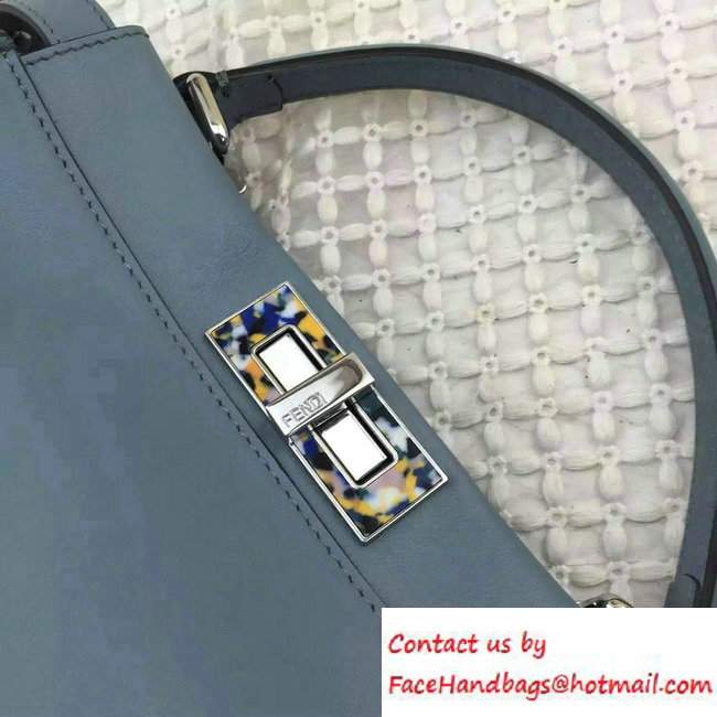 Fendi Camouflage Hardware Medium Peekaboo Bag Light Blue 2016