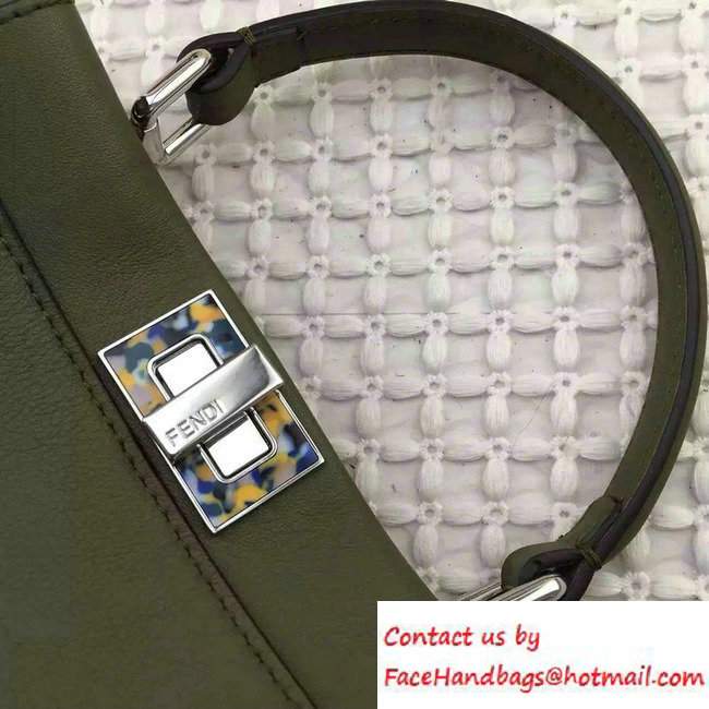 Fendi Camouflage Hardware Mini Peekaboo Bag Dark Green 2016 - Click Image to Close