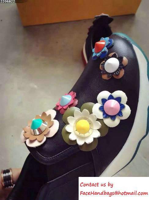Fendi Flowerland Slip-On Sneakers Black/Multicolor 2016