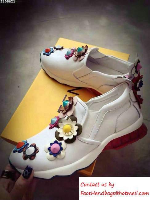 Fendi Flowerland Slip-On Sneakers White/Multicolor 2016