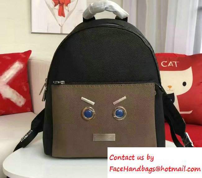 Fendi Roman Leather Faces Selleria Backpack Bag Black/Camel 2016 Fendi Roman Leather Faces Selleria Backpack Bag Black/Camel 2016