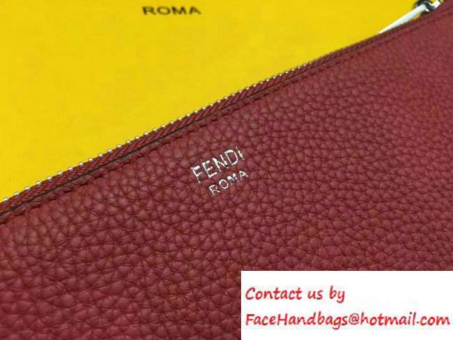 Fendi Roman Leather Faces Slim Clutch Pouch Bag Red 2016