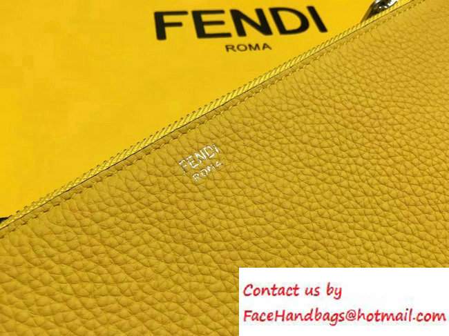 Fendi Roman Leather Faces Slim Clutch Pouch Bag Yellow 2016