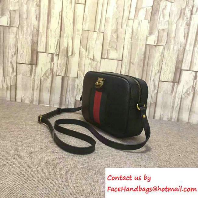 Gucci Animalier Textured Leather Messenger Bag 412009 Black 2016