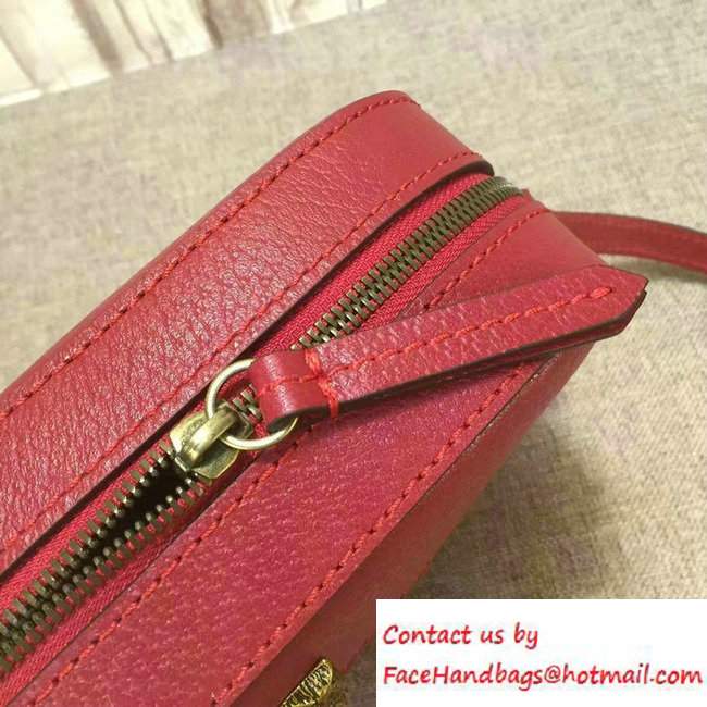 Gucci Animalier Textured Leather Messenger Bag 412009 Red 2016 - Click Image to Close