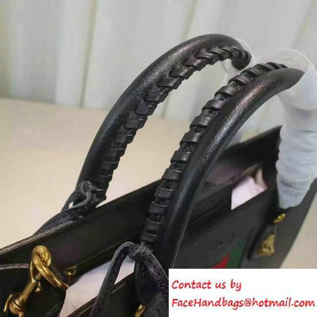 Gucci Animalier Textured Leather Top Handle Medium Bag 431277 Black 2016