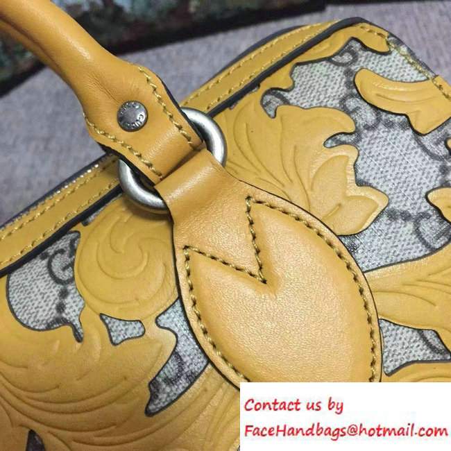 Gucci Arabesque GG Supreme and Leather Top Handle Small Boston Bag 409529 Yellow 2016
