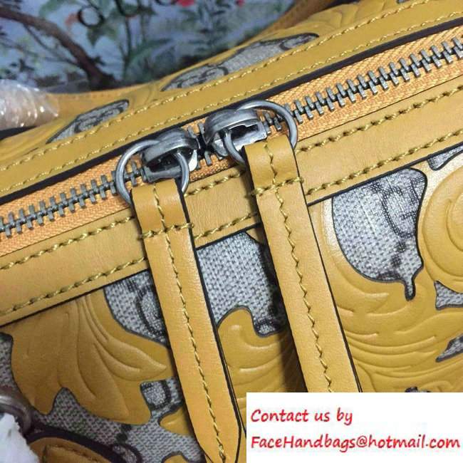 Gucci Arabesque GG Supreme and Leather Top Handle Small Boston Bag 409529 Yellow 2016 - Click Image to Close