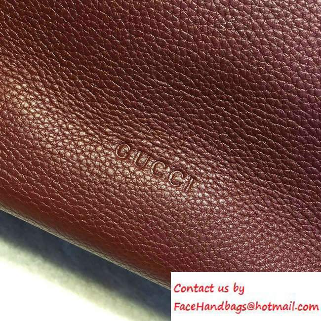Gucci Bamboo Daily Leather Top Handle Large Bag 370830 Burgundy