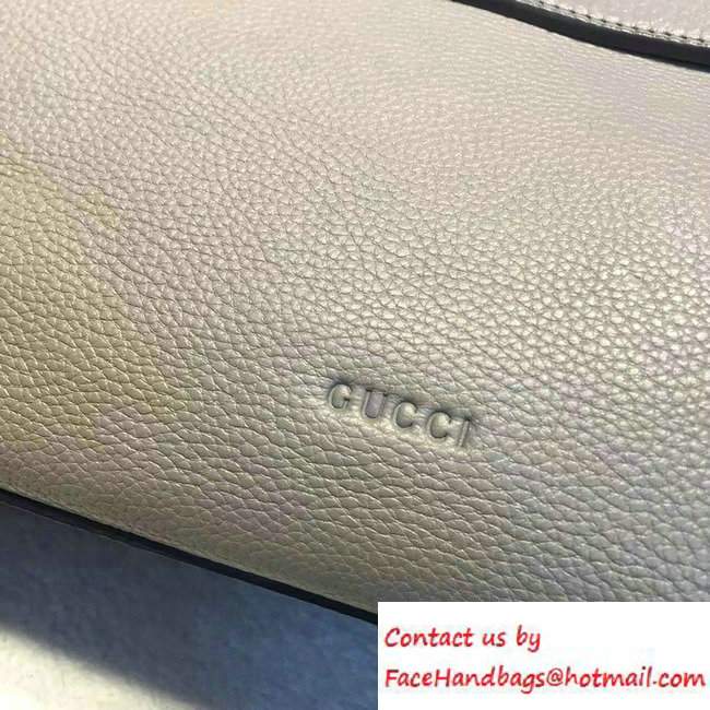 Gucci Bamboo Daily Leather Top Handle Large Bag 370830 Gray