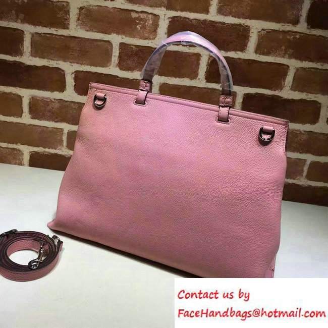 Gucci Bamboo Daily Leather Top Handle Large Bag 370830 Pink - Click Image to Close