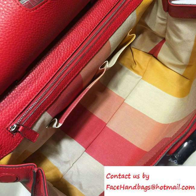 Gucci Bamboo Daily Leather Top Handle Large Bag 370830 Red - Click Image to Close