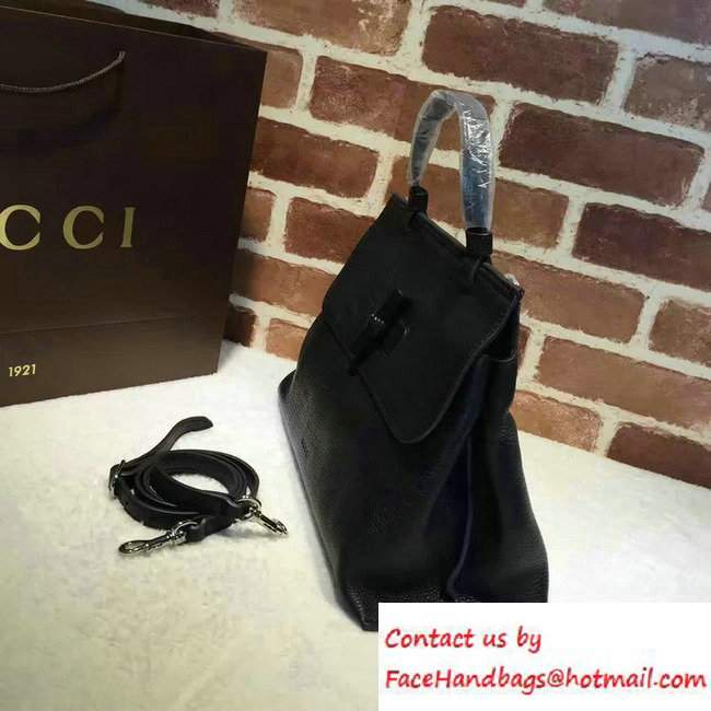 Gucci Bamboo Daily Leather Top Handle Medium Bag 392013 Black