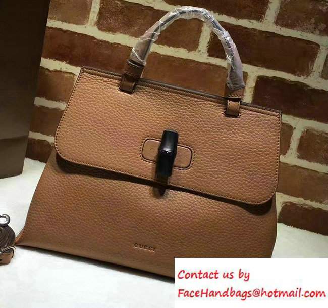 Gucci Bamboo Daily Leather Top Handle Medium Bag 392013 Brown - Click Image to Close
