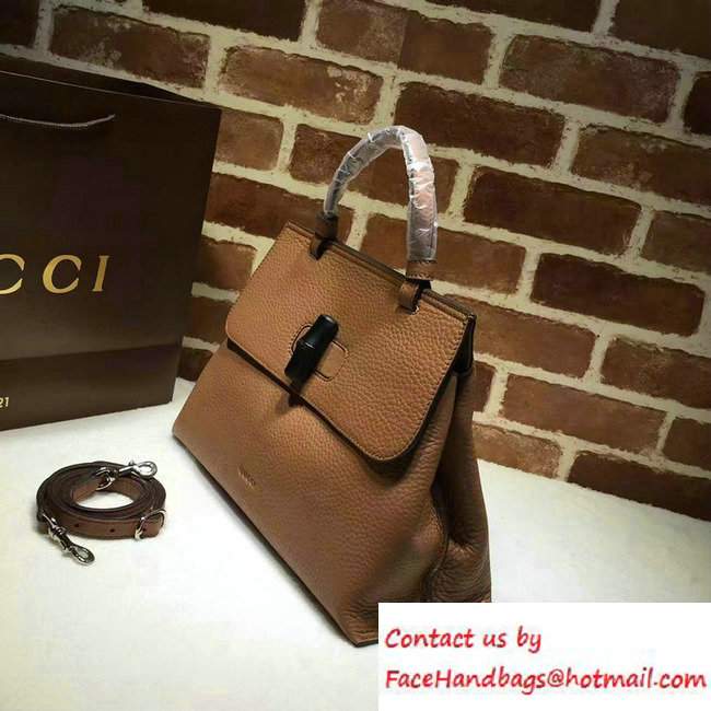 Gucci Bamboo Daily Leather Top Handle Medium Bag 392013 Brown