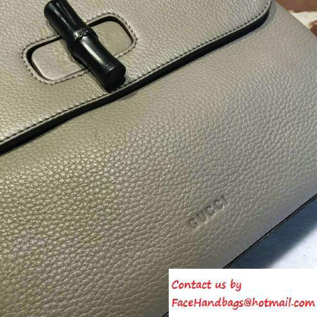 Gucci Bamboo Daily Leather Top Handle Medium Bag 392013 Gray - Click Image to Close