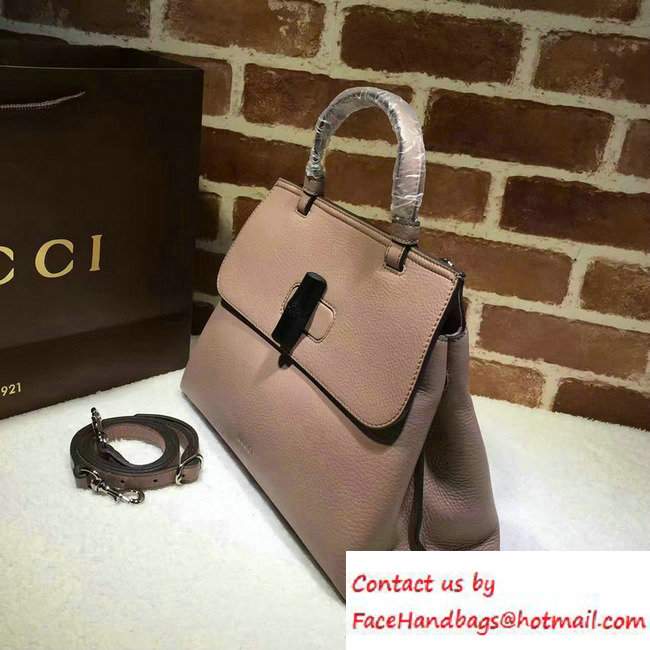 Gucci Bamboo Daily Leather Top Handle Medium Bag 392013 Nude Pink