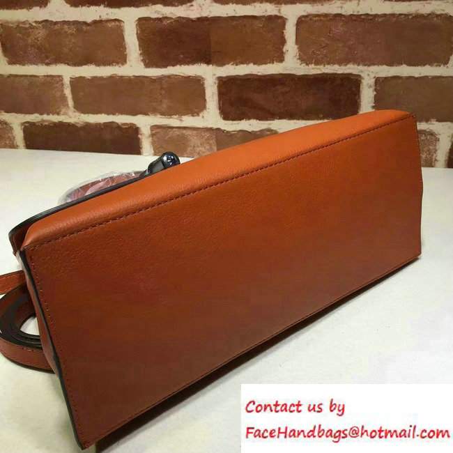 Gucci Bamboo Daily Leather Top Handle Medium Bag 392013 Orange