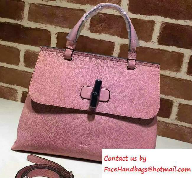 Gucci Bamboo Daily Leather Top Handle Medium Bag 392013 Pink - Click Image to Close