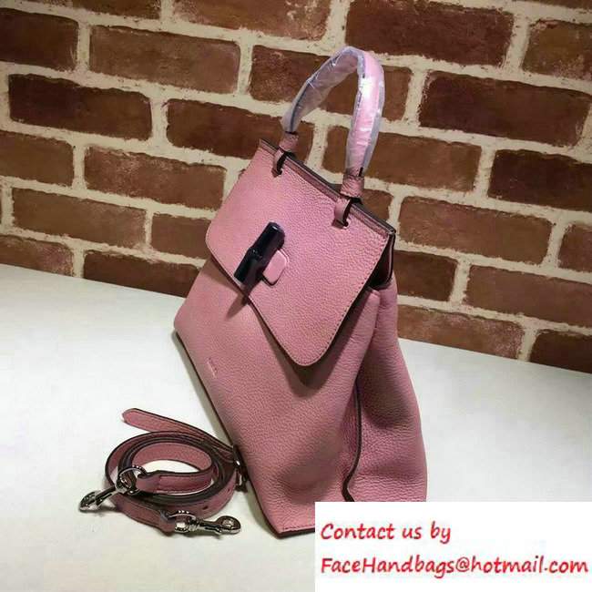 Gucci Bamboo Daily Leather Top Handle Medium Bag 392013 Pink - Click Image to Close