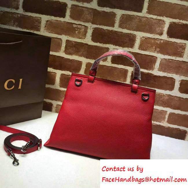 Gucci Bamboo Daily Leather Top Handle Medium Bag 392013 Red