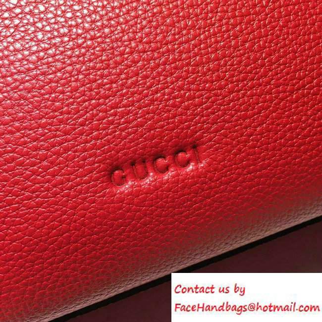 Gucci Bamboo Daily Leather Top Handle Medium Bag 392013 Red - Click Image to Close