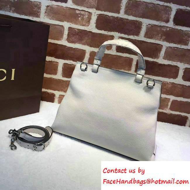 Gucci Bamboo Daily Leather Top Handle Medium Bag 392013 White