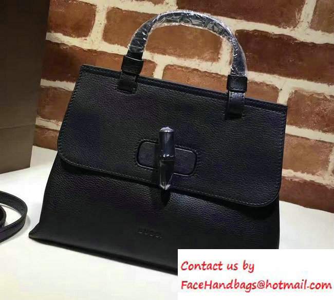 Gucci Bamboo Daily Leather Top Handle Small Bag 370831 Black - Click Image to Close
