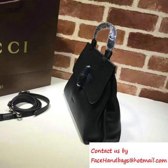 Gucci Bamboo Daily Leather Top Handle Small Bag 370831 Black - Click Image to Close