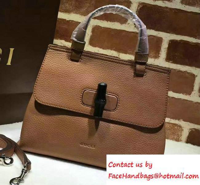 Gucci Bamboo Daily Leather Top Handle Small Bag 370831 Brown - Click Image to Close