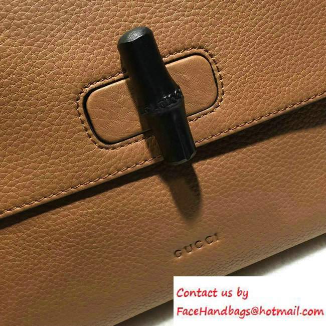 Gucci Bamboo Daily Leather Top Handle Small Bag 370831 Brown