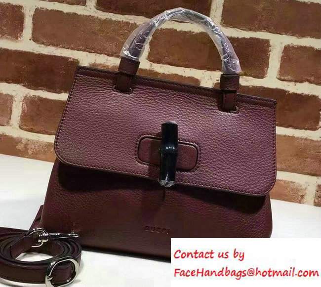 Gucci Bamboo Daily Leather Top Handle Small Bag 370831 Burgundy - Click Image to Close