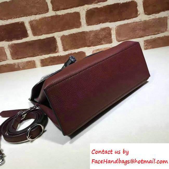Gucci Bamboo Daily Leather Top Handle Small Bag 370831 Burgundy