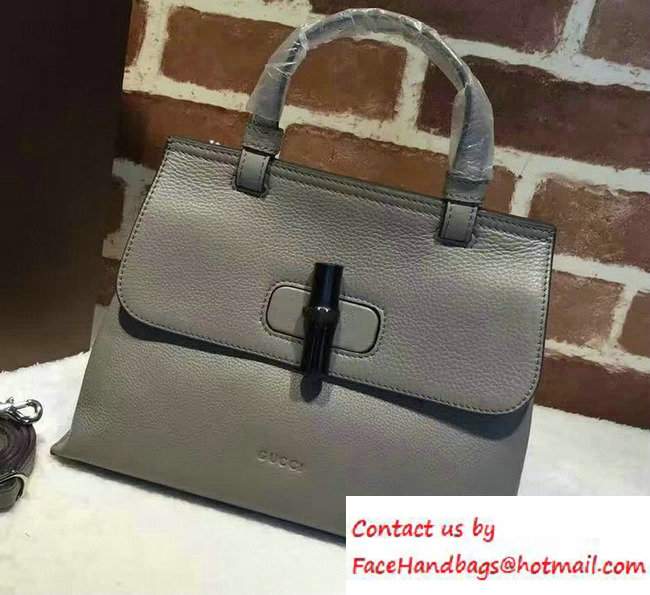 Gucci Bamboo Daily Leather Top Handle Small Bag 370831 Gray
