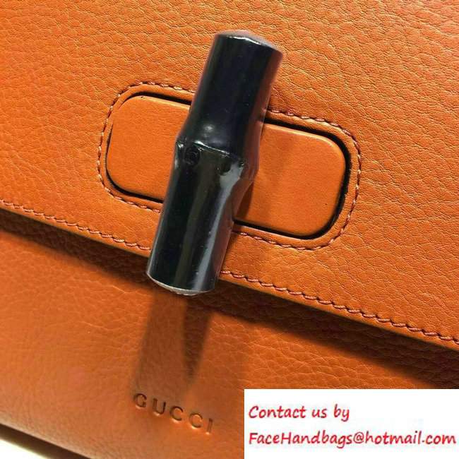 Gucci Bamboo Daily Leather Top Handle Small Bag 370831 Orange - Click Image to Close