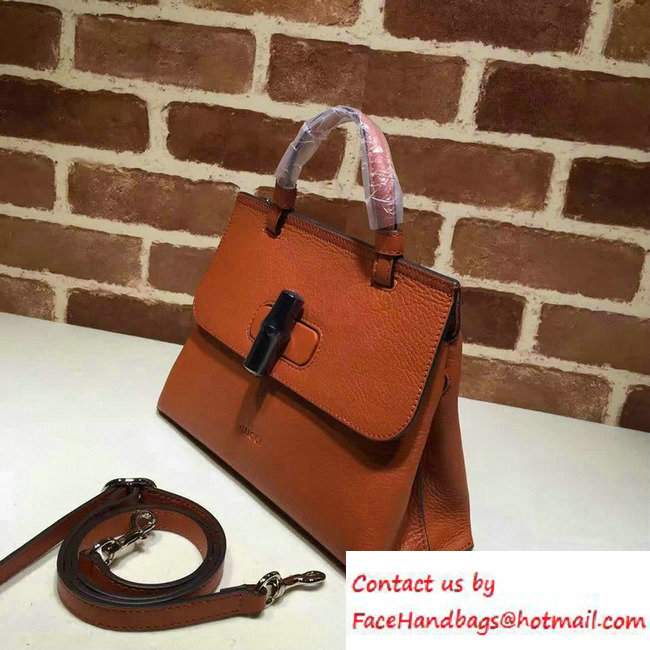 Gucci Bamboo Daily Leather Top Handle Small Bag 370831 Orange - Click Image to Close
